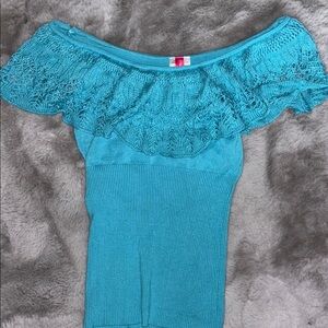 Elegant Teal Off-Shoulder Sweater